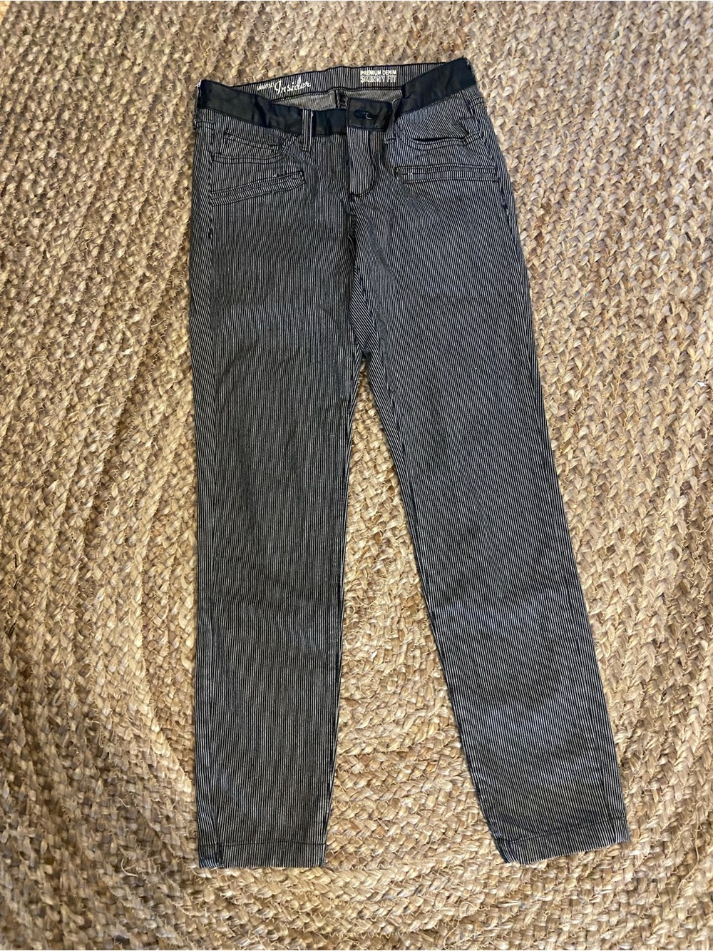 Gray Men's Slim Fit Pinstripe Jeans